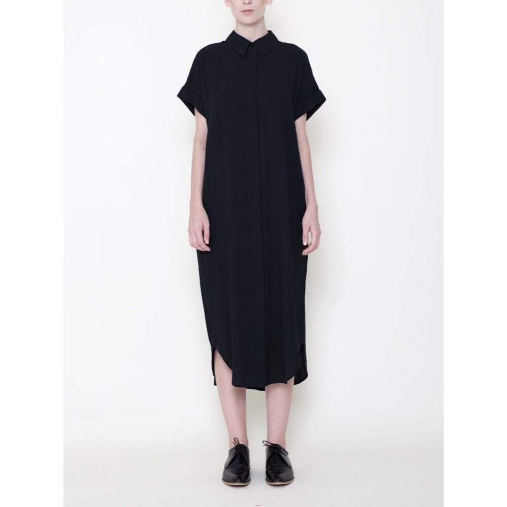 7115 by Szeki Black Signature Maxi Shirtdress + Reversible Black Dress Size S